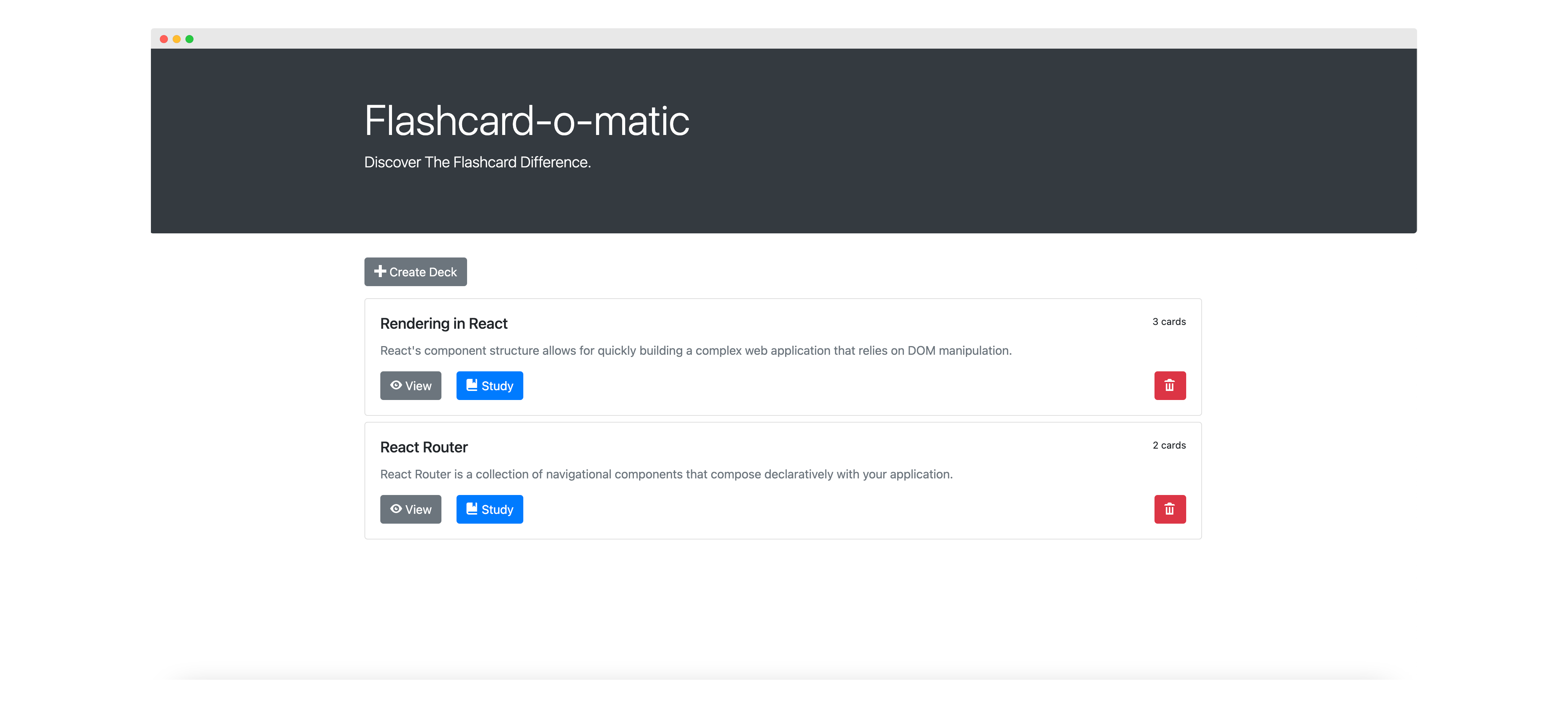 Screenshot of Flashcard O Matic
