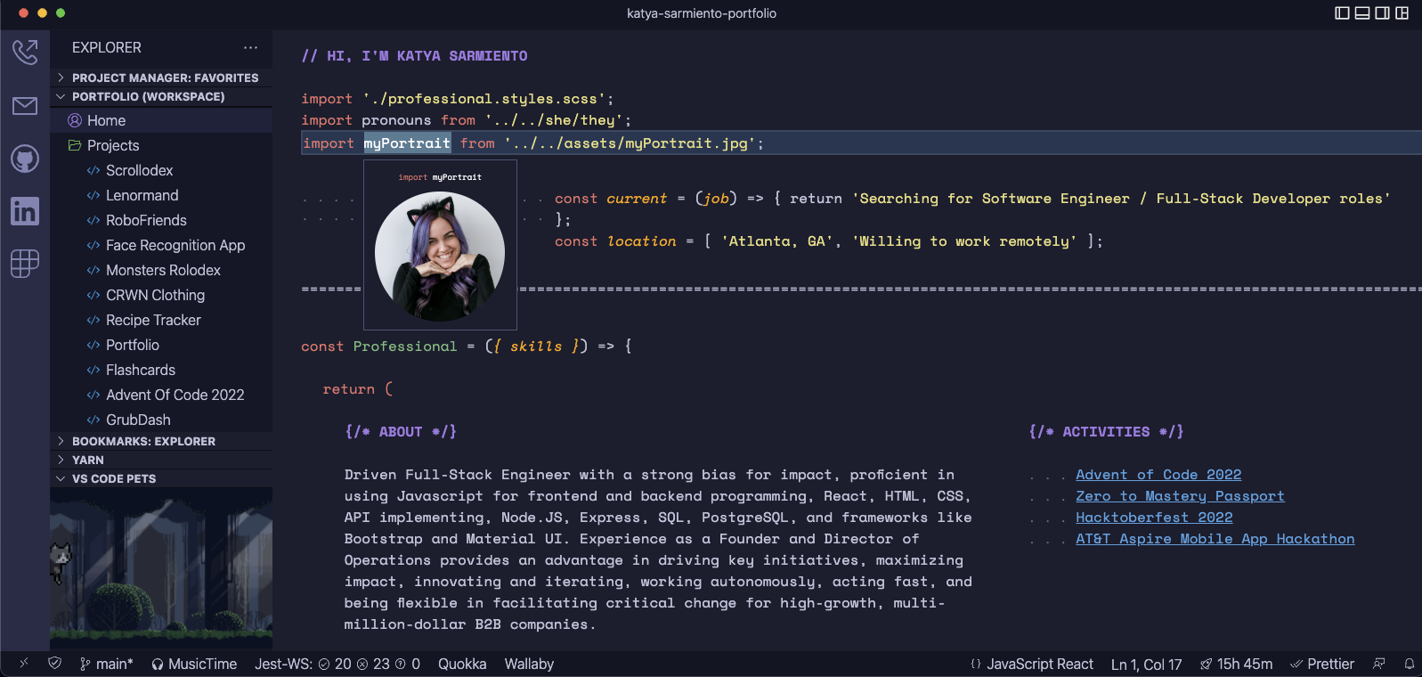 Screenshot of Portfolio V1